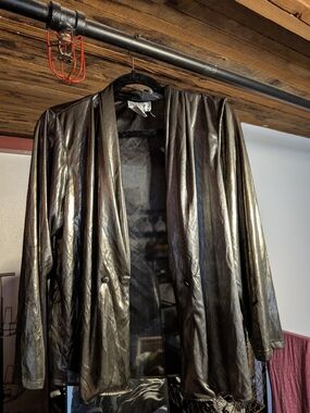 Shiny Metallic Blazer Jacket - Bronze Sheen